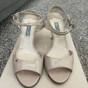 Prada Women's Beige Patent Leather Heels